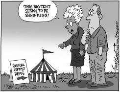 SHRINKING BIG TENT RADICAL LEFTIST DEMS by Bob Englehart