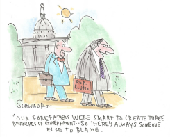 CONGRESSMEN BLAMING EACH OTHER NEAR CAPITOL by Harley Schwadron