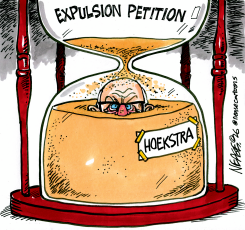 HOEKSTRA TRAPPED IN EXPULSION PETITION HOURGLASS by Steve Nease