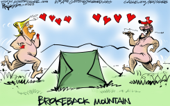 TRUMP AND MAGA LOVING IT UP ON BROKEBACK MOUNTAIN by Milt Priggee