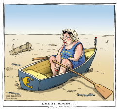 EU STRANDED IN EURO BOAT ON SAND by Joep Bertrams