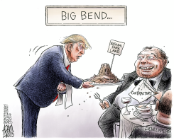 TRUMP SERVES NATIONAL PARK LAND TO DEVELOPERS by Adam Zyglis
