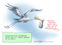 STORK PLEADS AGAINST MASSACHUSETTS ABORTION DELIVERY by Dick Wright