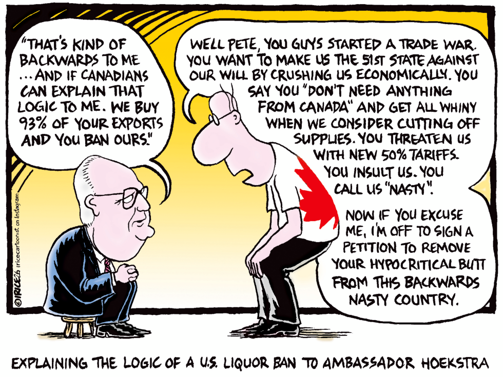 Canadian diplomat confronts Hoekstra over U.S. liquor ban amid trade clash