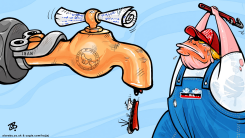 TRUMP STRUGGLES AT IRAN OIL FAUCET by Emad Hajjaj