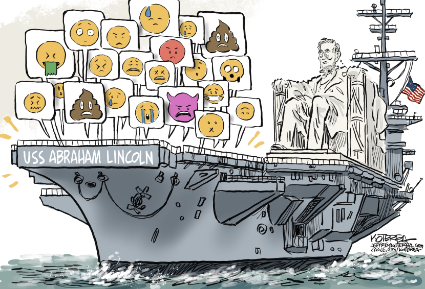 Lincoln's Ship of State Overwhelmed by Emojis
