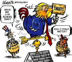 TRUMP TARIFF WEATHER VANE SPINS OVER INFLATION by Steve Nease