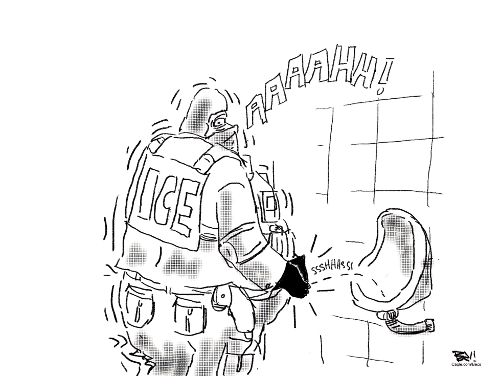 ICE Officer Reacts to Urinal With Spray and Scream