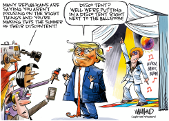 TRUMP DISCO TENT REPUBLICAN CRITICISM by Dave Whamond