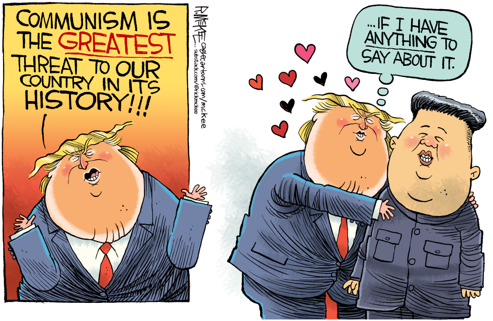 Trump shifts from communism warning to warm embrace with Kim