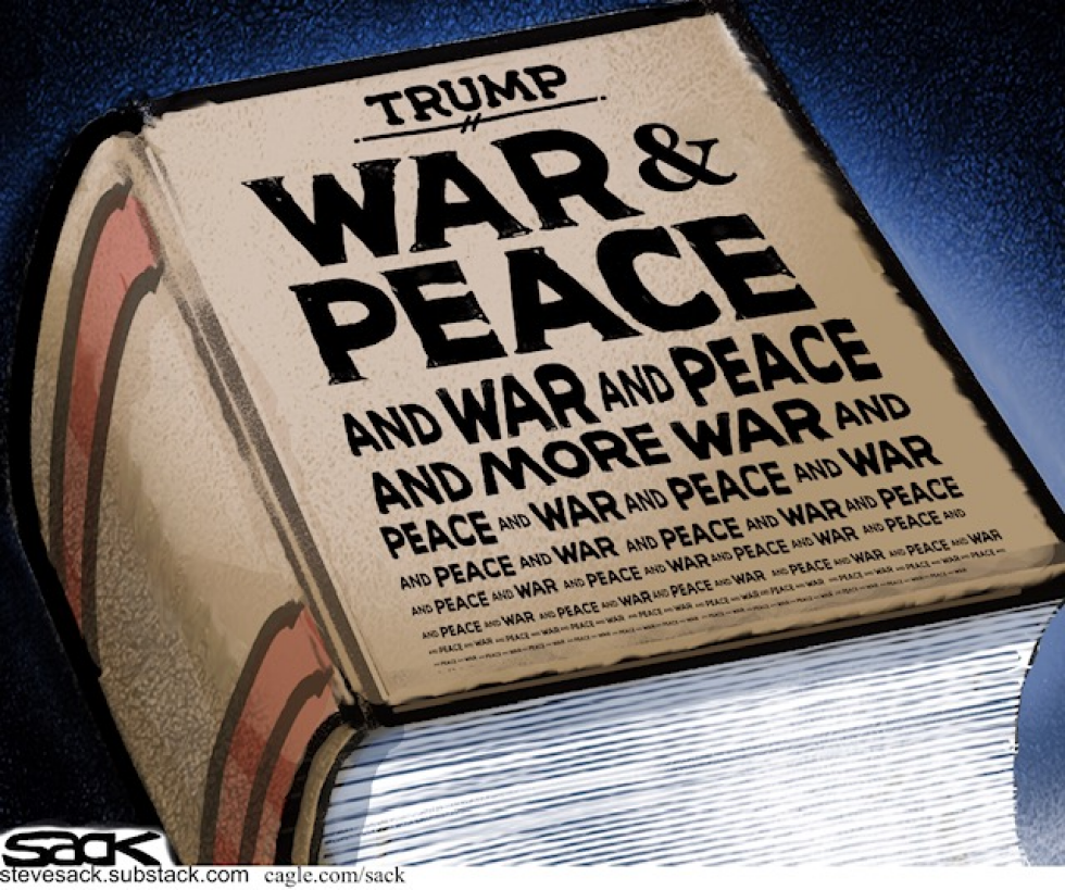 Trump War and Peace Book Cover Parodies Endless Cycle