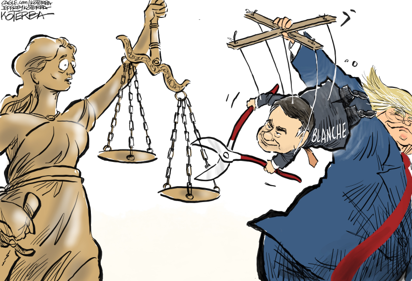 Trump Pulls Blanche's Strings to Cut Lady Justice