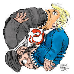 USA AND IRAN IN A VICIOUS CIRCLE by Daryl Cagle
