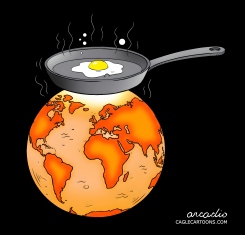 HOT EARTH FRYING AN EGG by Arcadio Esquivel