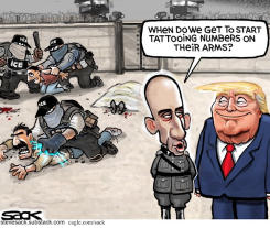 TRUMP QUESTIONS TATTOOING DETAINEES ARMS by Steve Sack