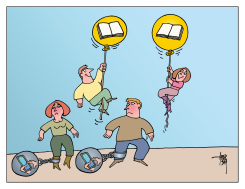 BOOKS LIFT PEOPLE ABOVE SMARTPHONES by Arend van Dam