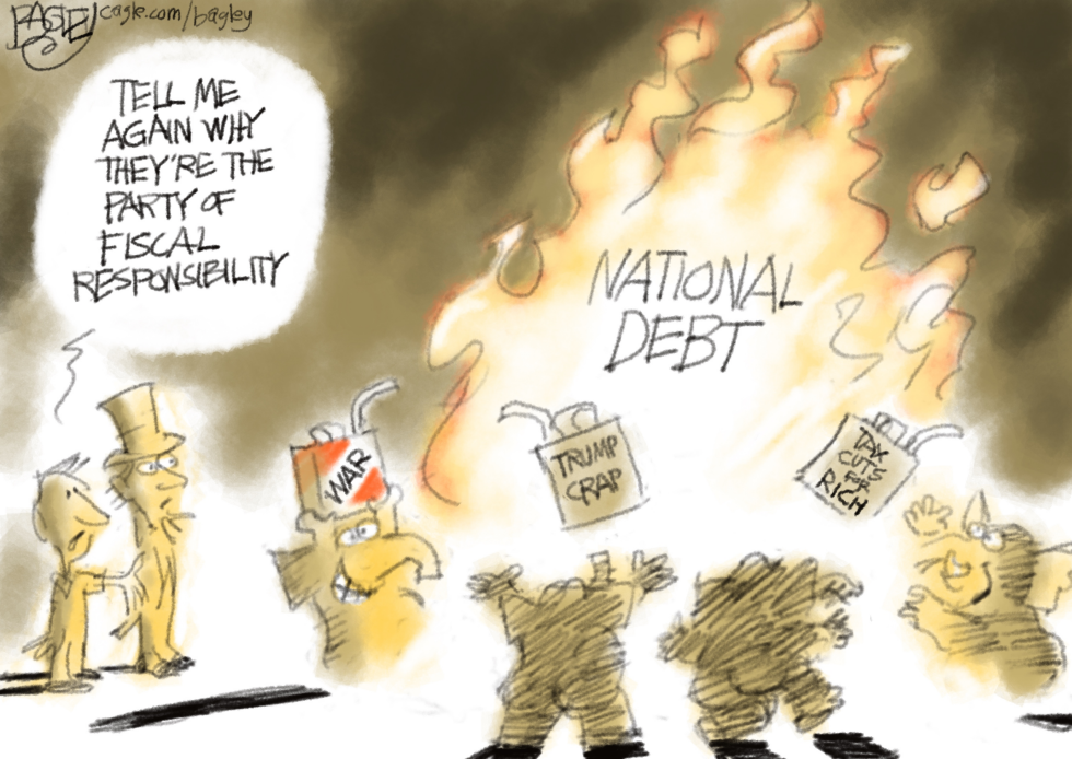 Republicans tout fiscal responsibility while national debt burns from war and tax cuts