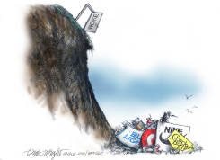 WOKE SIGN SENDS BRANDS OFF CLIFF by Dick Wright