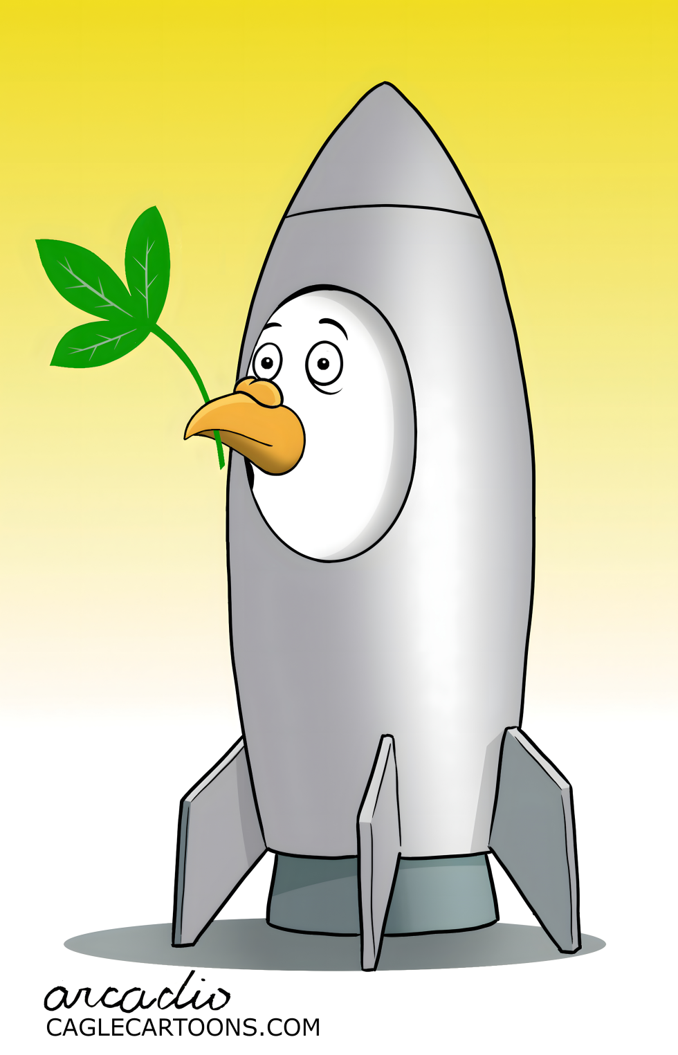 Rocket Dove Carries Olive Branch in Symbolic Peace Gesture