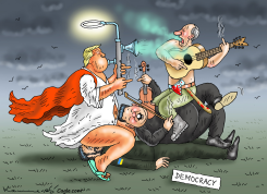 LEADERS FORM FINGER ORCHESTRA OVER UKRAINE by Marian Kamensky