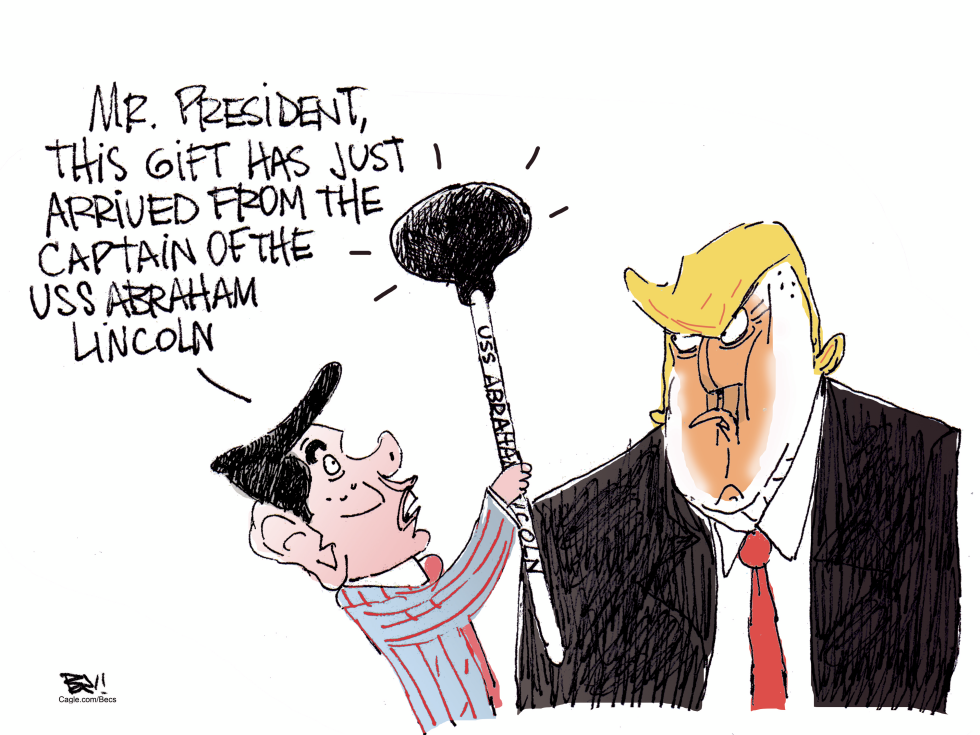 Trump Accepts Mallet Gift Delivered from USS Abraham Lincoln Captain