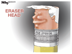 TRUMP ERASER HEAD ON FREE SPEECH PENCIL by Bill Day