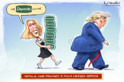 NATALIE HARP SUPPLIES DEPENDS TO TRUMP by Ed Wexler