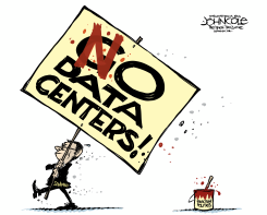 SHAPIRO CARRIES NO DATA CENTERS SIGN by John Cole