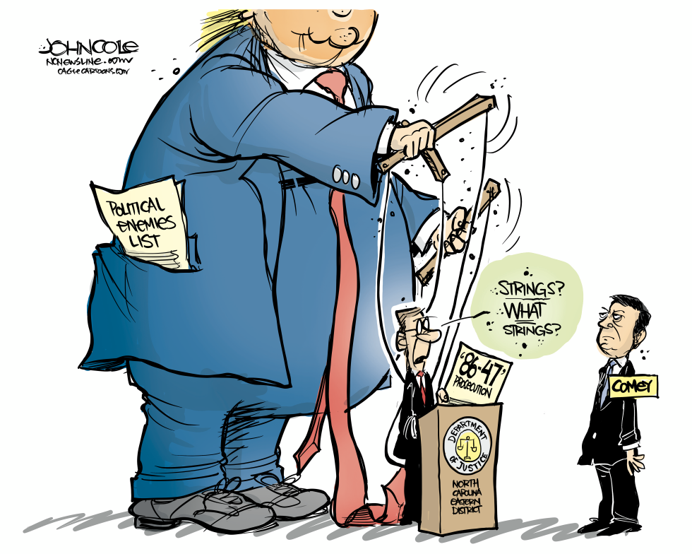 Trump directs DOJ prosecution of Comey via puppet control