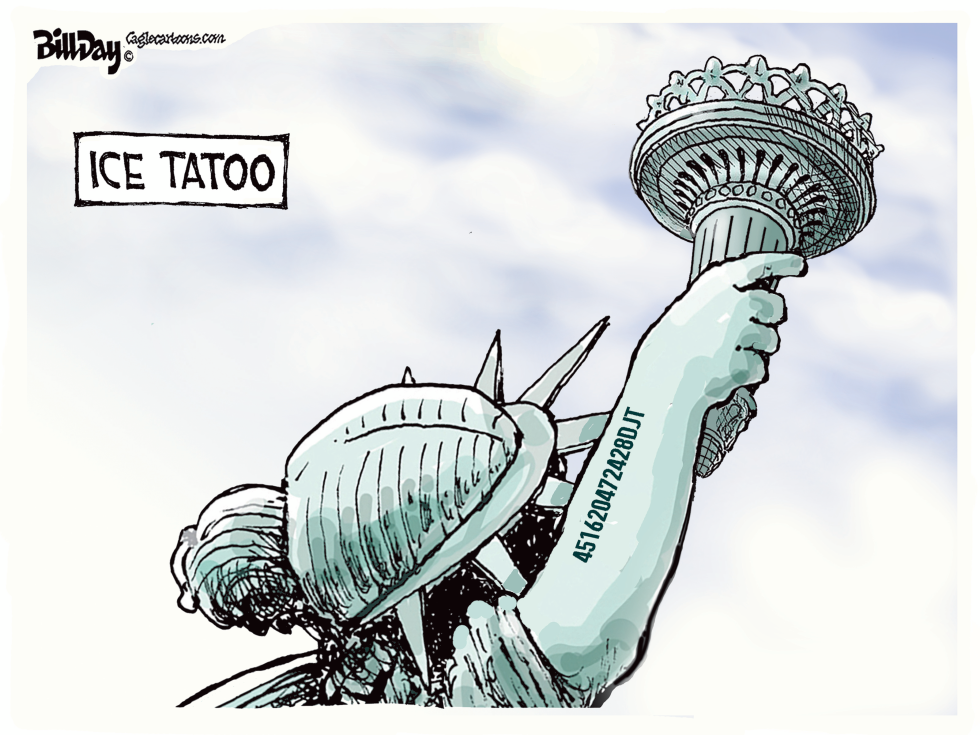 Statue of Liberty marked with ICE tattoo amid enforcement push