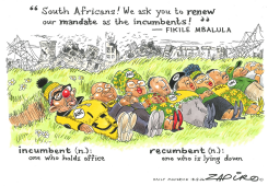 ANC LEADERS RECUMBENT SEEKING MANDATE by Zapiro