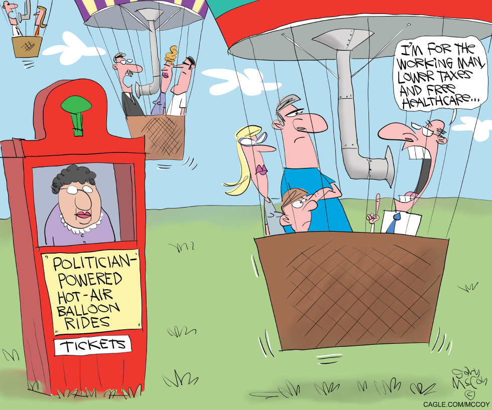 Politicians Offer Tax Cuts and Free Healthcare from Balloon Rides