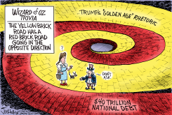 TRUMP GOLDEN AGE RHETORIC DEBT SPIRAL by Joe Heller