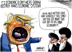 TRUMP WARNS OF ECONOMIC D-DAY ON IRAN by Dave Whamond