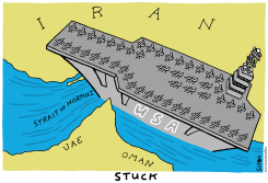 US CARRIER STUCK IN STRAIT OF HORMUZ by Schot