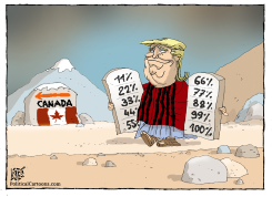 TRUMP AS MOSES WITH PERCENTAGE TABLETS AT CANADA by Nikola Listes