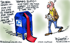 VOTER QUESTIONS MAIL-IN BALLOT LOYALTY by Milt Priggee
