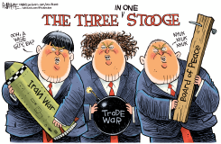 THREE STOOGES WAGE IRAN TRADE CONFLICTS by Rick McKee