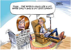 MAN LAMENTS DOLLY PARTON OVER DONNY by Dave Whamond