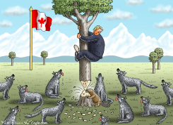TRUMP TRAPPED IN TREE BY BEAVER by Marian Kamensky