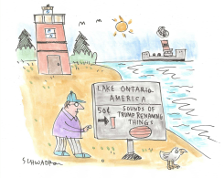 TRUMP RENAMING LAKE ONTARIO SIGN by Harley Schwadron