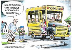 FATHER URGES SON TO VALUE SCHOOL AFTER DISASTERS by Dave Granlund