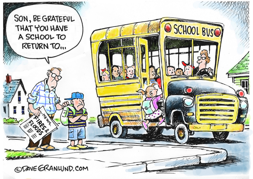 Father Urges Son to Value School After Disasters