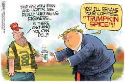 TRUMP OFFERS TRUMPKIN SPICE COFFEE RENAME by Rick McKee
