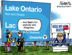 DOUG FORD PROTESTS LAKE ONTARIO SIGN by Steve Nease