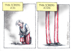 TWIN TOWERS 2011 VS 2026 UNCLE SAM by Dick Wright