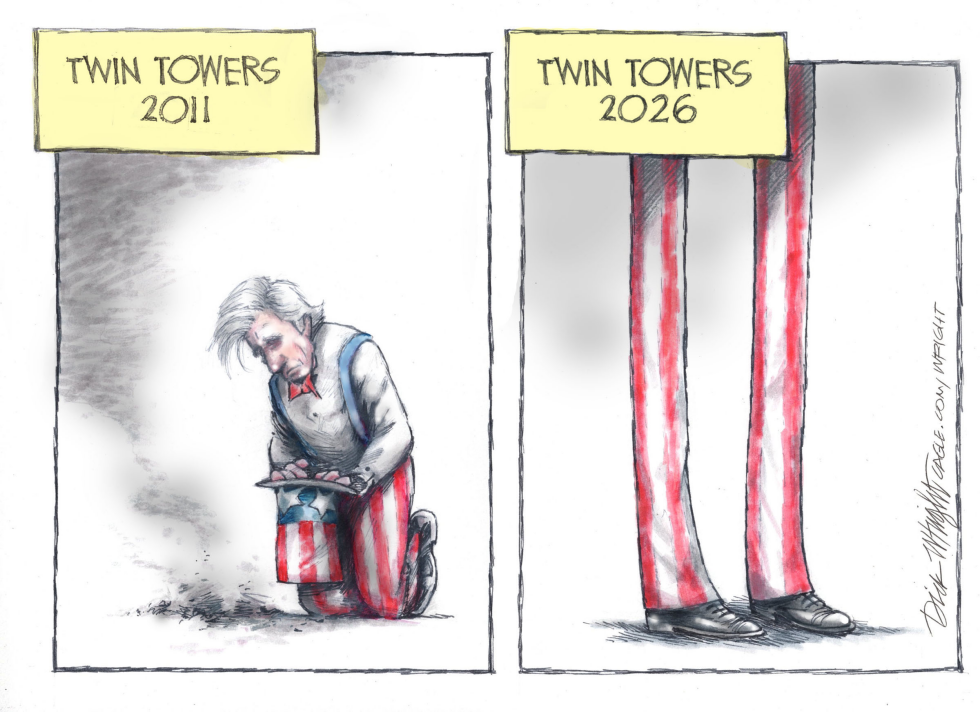 Uncle Sam Rises: Twin Towers Symbolize Recovery to
