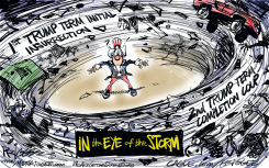 AMERICA IN THE EYE OF THE TRUMP STORM by Milt Priggee