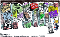 TRUMP PLASTERS EPSTEIN DISTRACTIONS by Milt Priggee