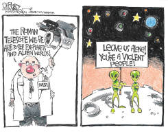 ROMAN TELESCOPE MEETS UNFRIENDLY ALIENS by John Darkow